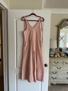 Errant Blush Pink V-Neck Wide Leg Jumpsuit